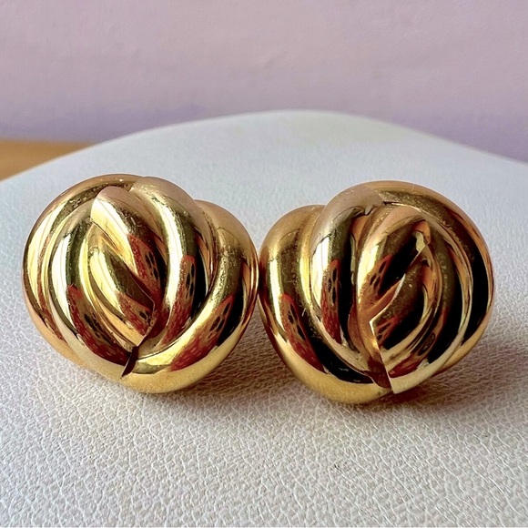 VINTAGE 18K YELLOW GOLD LARGE LOVE KNOT EARRINGS MADE IN ITALY STATEMENT SHOWY - Picture 16 of 16
